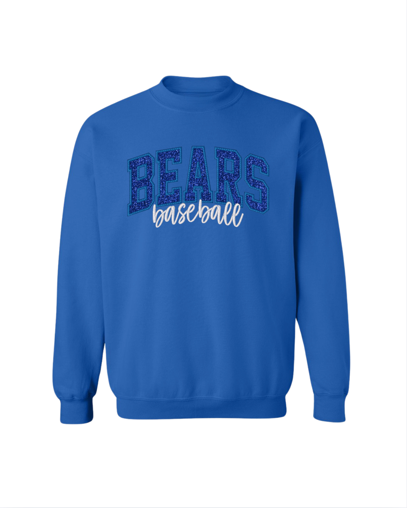 "Bears" Baseball Embroidered Crew - Royal