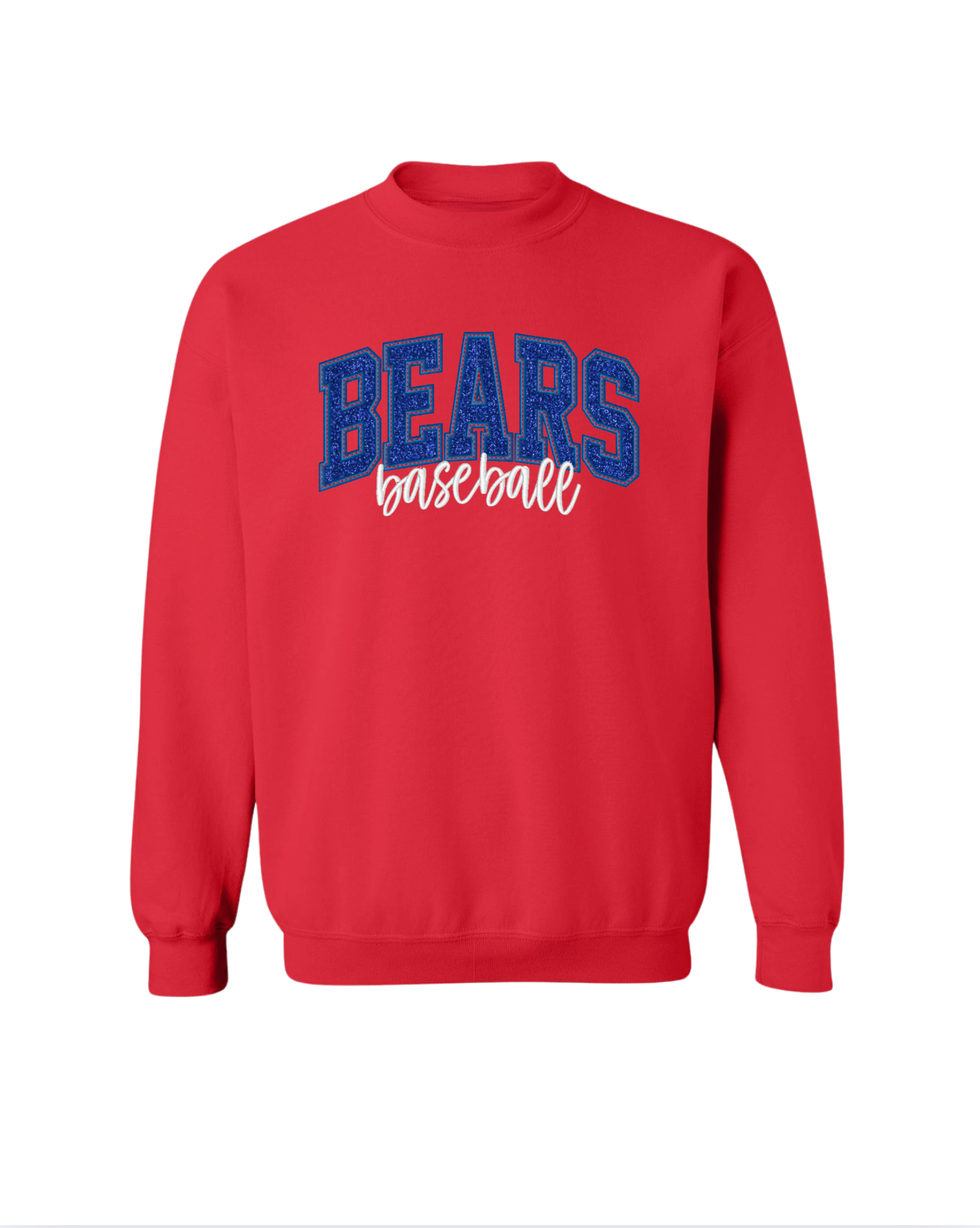 "Bears" Baseball Embroidered Crew - Red