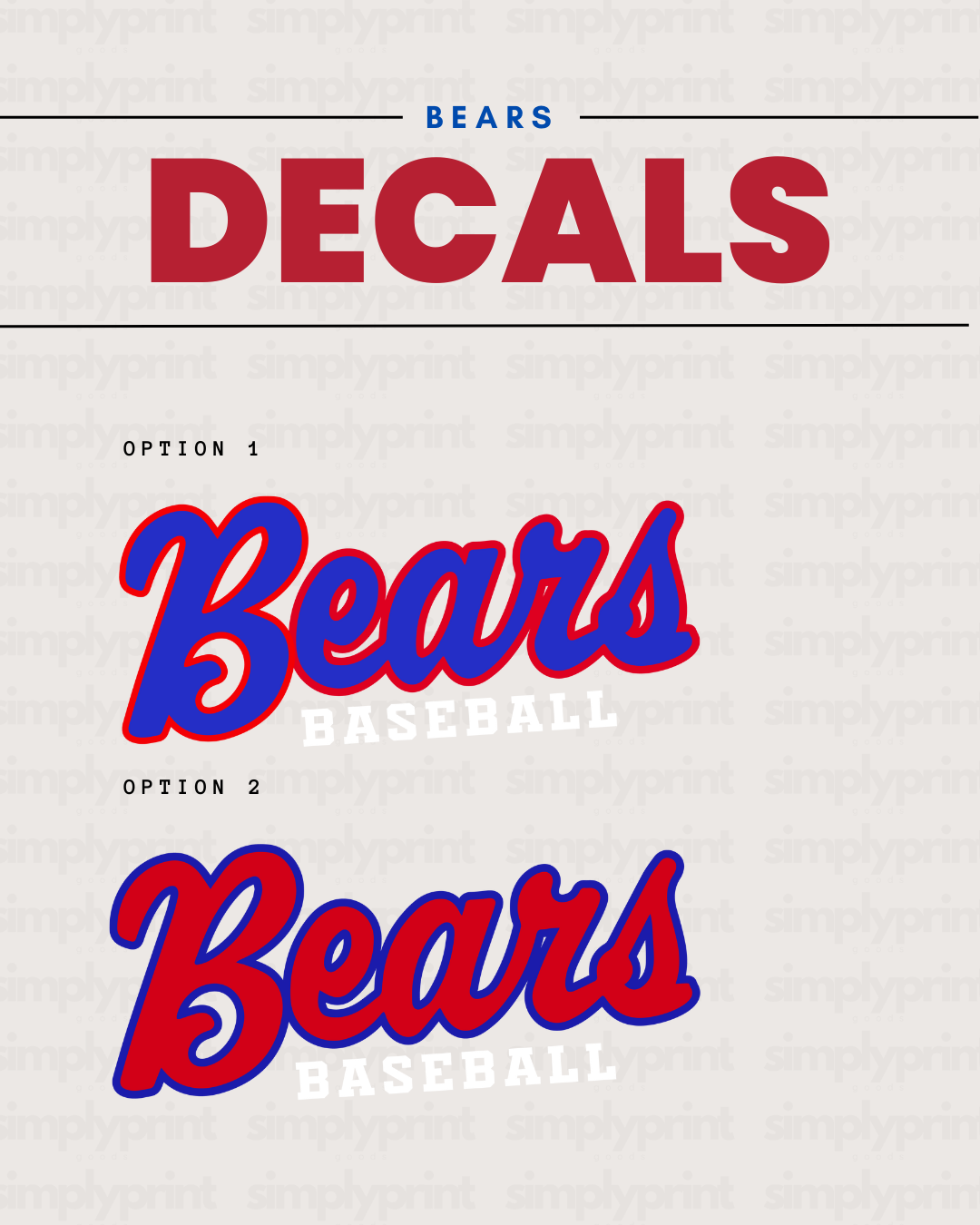 "Bears Baseball" Sticker Decal