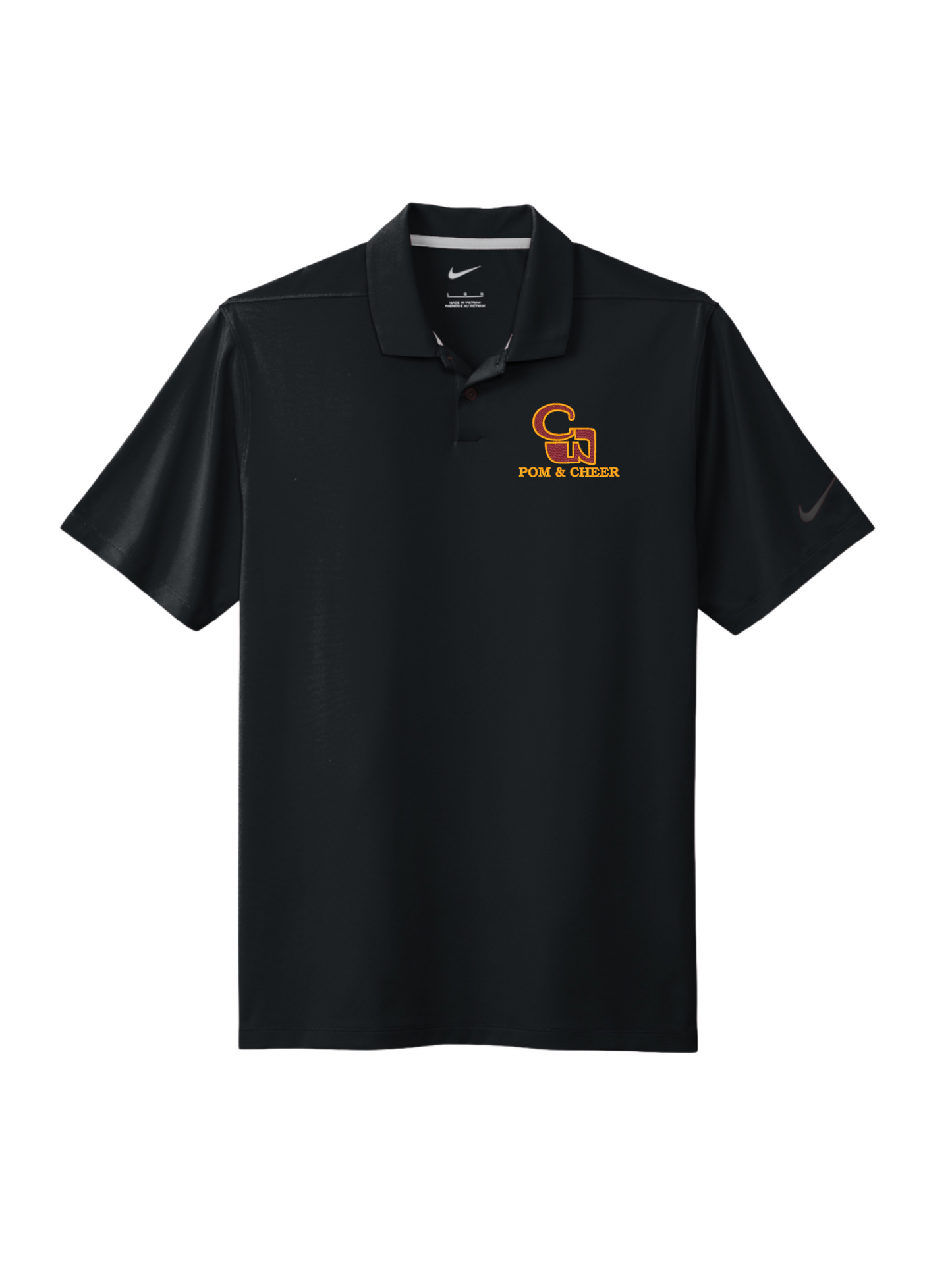 CW Logo Pom & Cheer Embroidered Nike Polo - Black