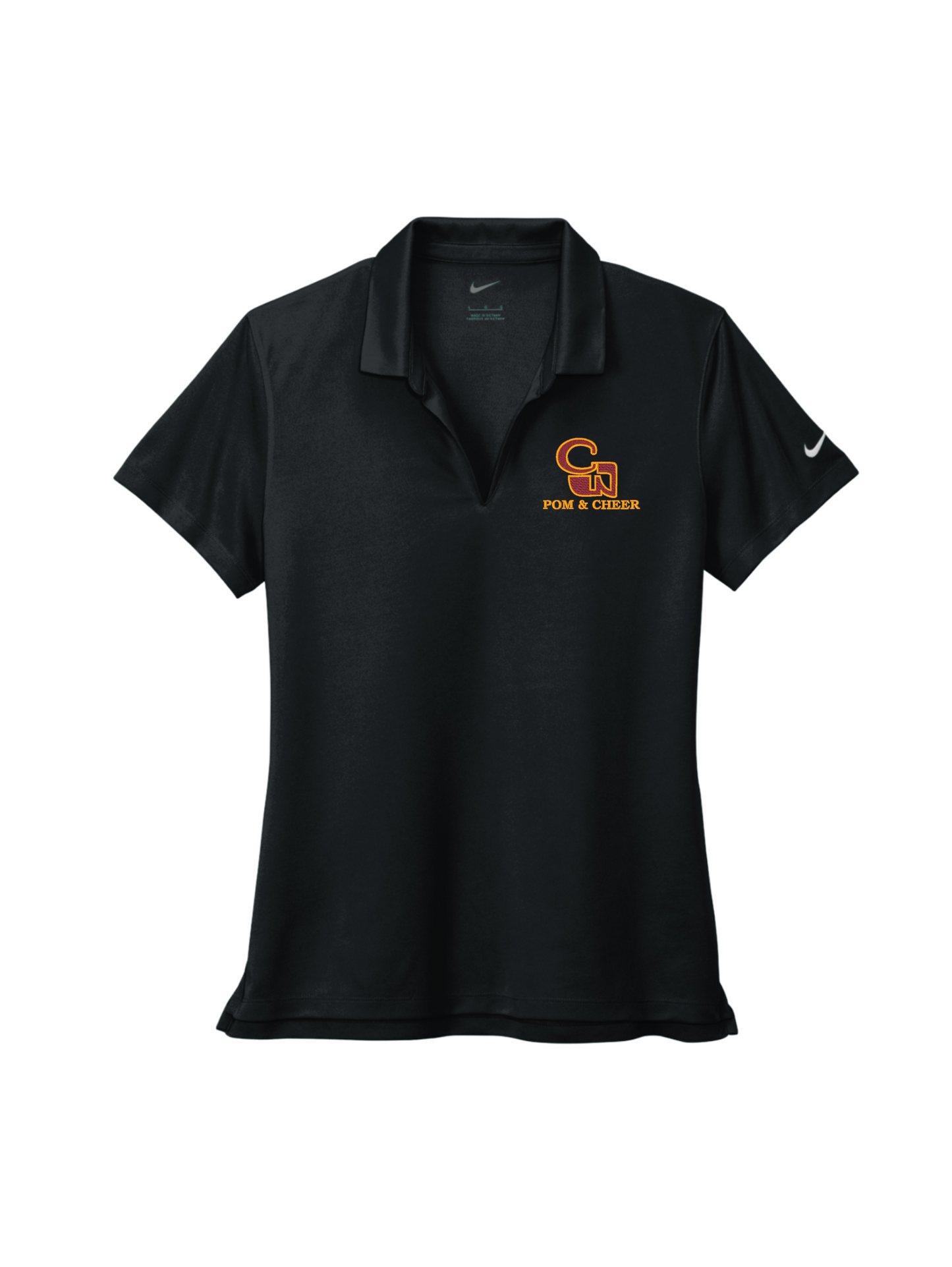 CW Logo Pom & Cheer Embroidered Nike Polo - Black