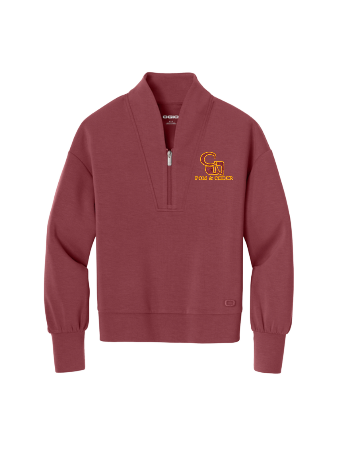 CW Logo Pom & Cheer Embroidered Ogio 1/4 zip up - Vintage Burgundy