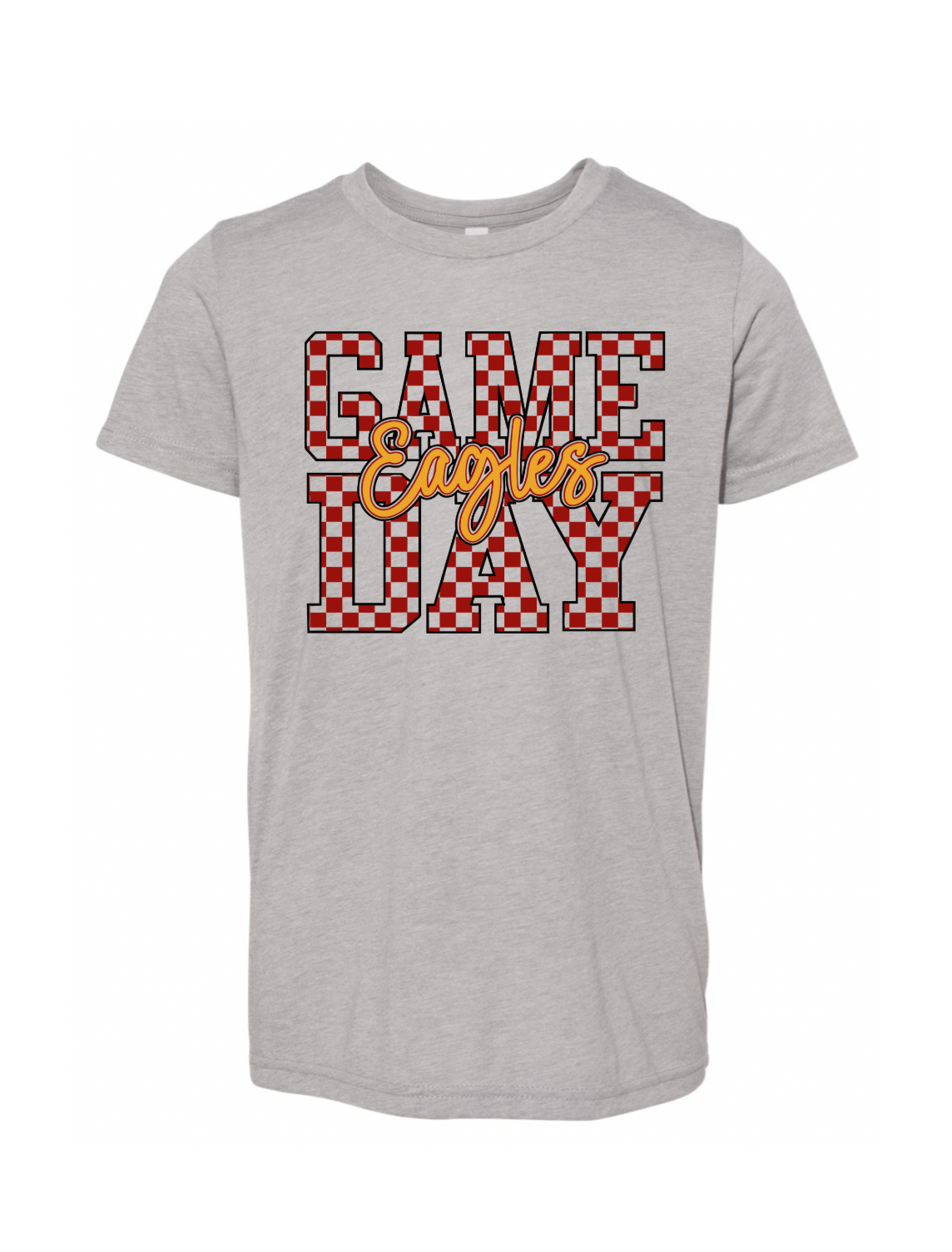 Game Day Checkered Eagles Tee - Heather Grey