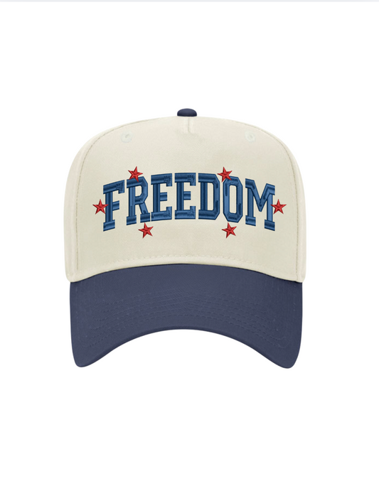Freedom Star Embroidered Cap - Natural/Navy