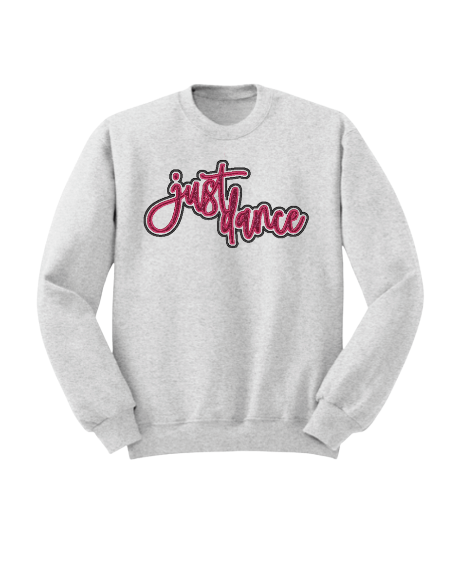 Just Dance Script Glitter Embroidered Sweater - Ash