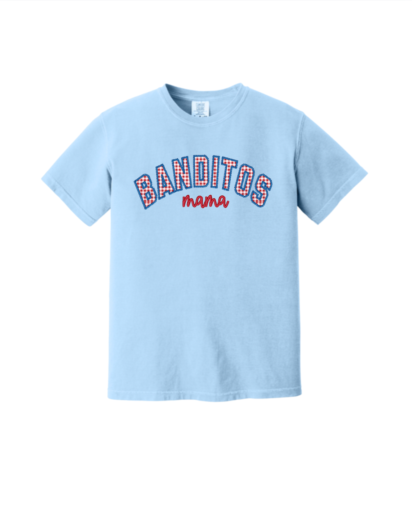 Banditos mama Plaid Embroidered Tee-Lt Blue