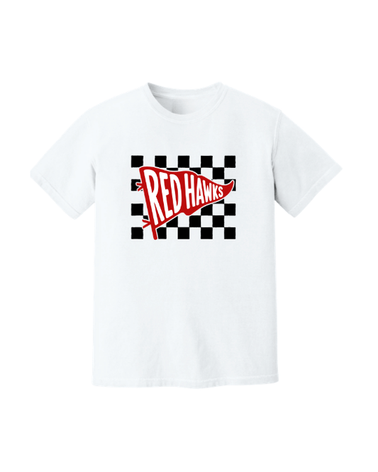Red Hawk Checkered Flag Tee - White