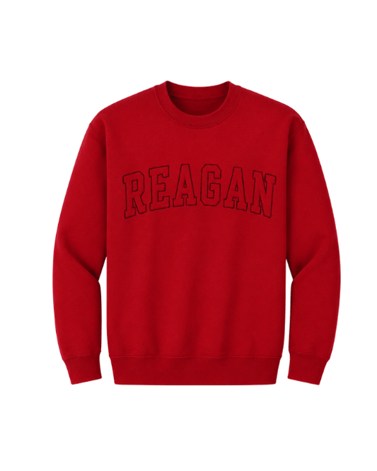 Reagan Fleece Embroidered Crew - Red