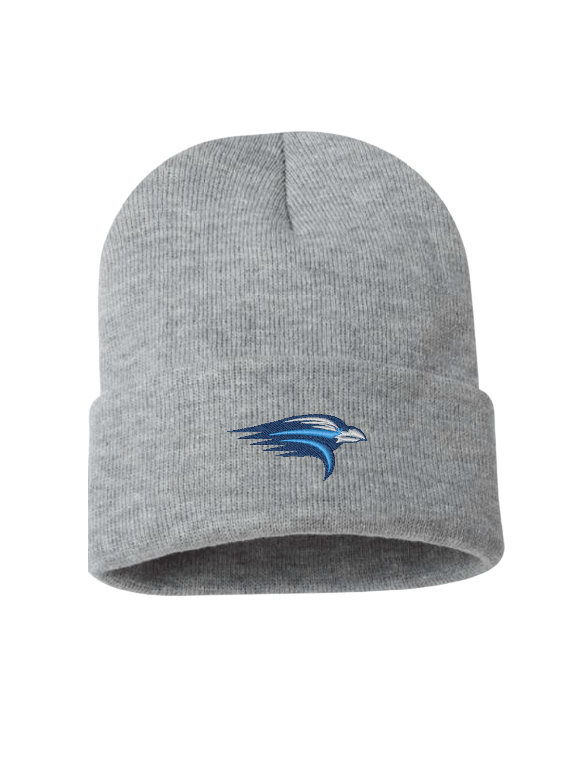 Raven Logo Embroidered Beanie  - Gray