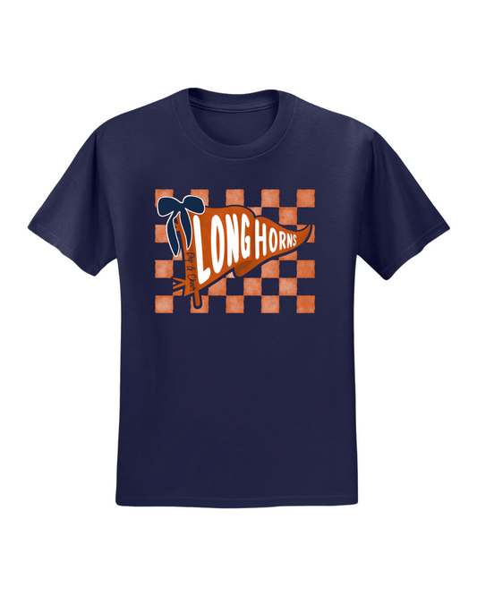 Longhorns P&C Checkered Flag Tee - Navy
