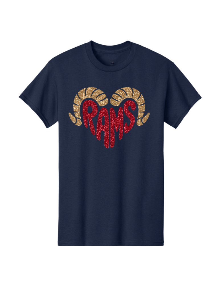 Rams Glitter Graphic Tee - Navy