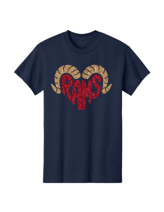 Rams Glitter Graphic Tee - Navy
