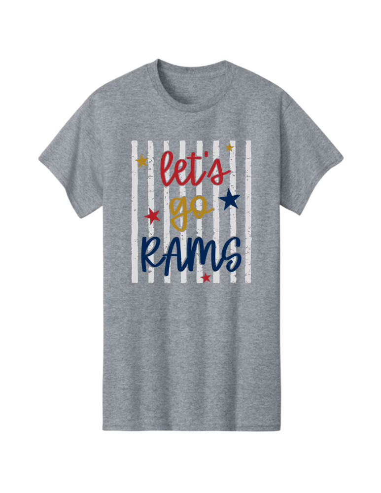 Lets Go Rams Tee - Heather Grey