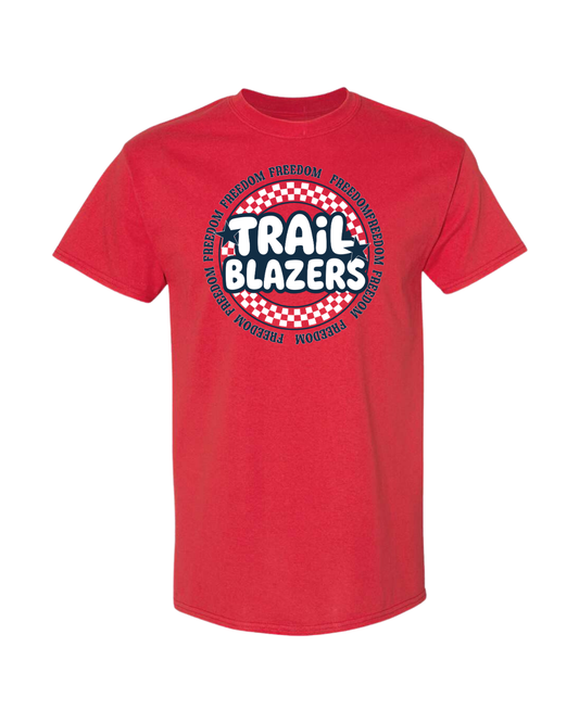 Trailblazers Checkered Circle Tee - Red