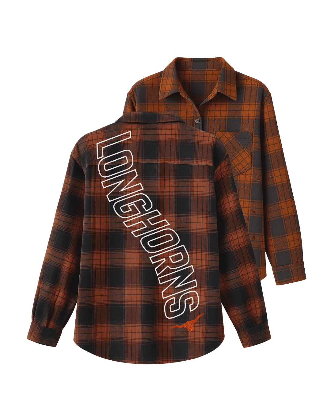 LONGHORNS Plaid Flannel - Orange/Navy