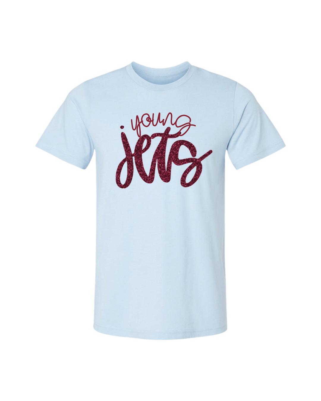Young Jets Script Glitter Tee - Lt Blue