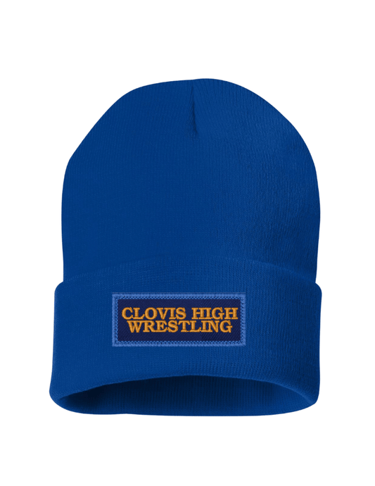 Clovis High Embroidered Patch Beanie - Royal