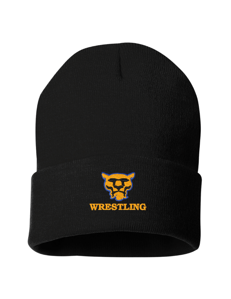 Cougar Wrestling Embroidered Beanie - Black