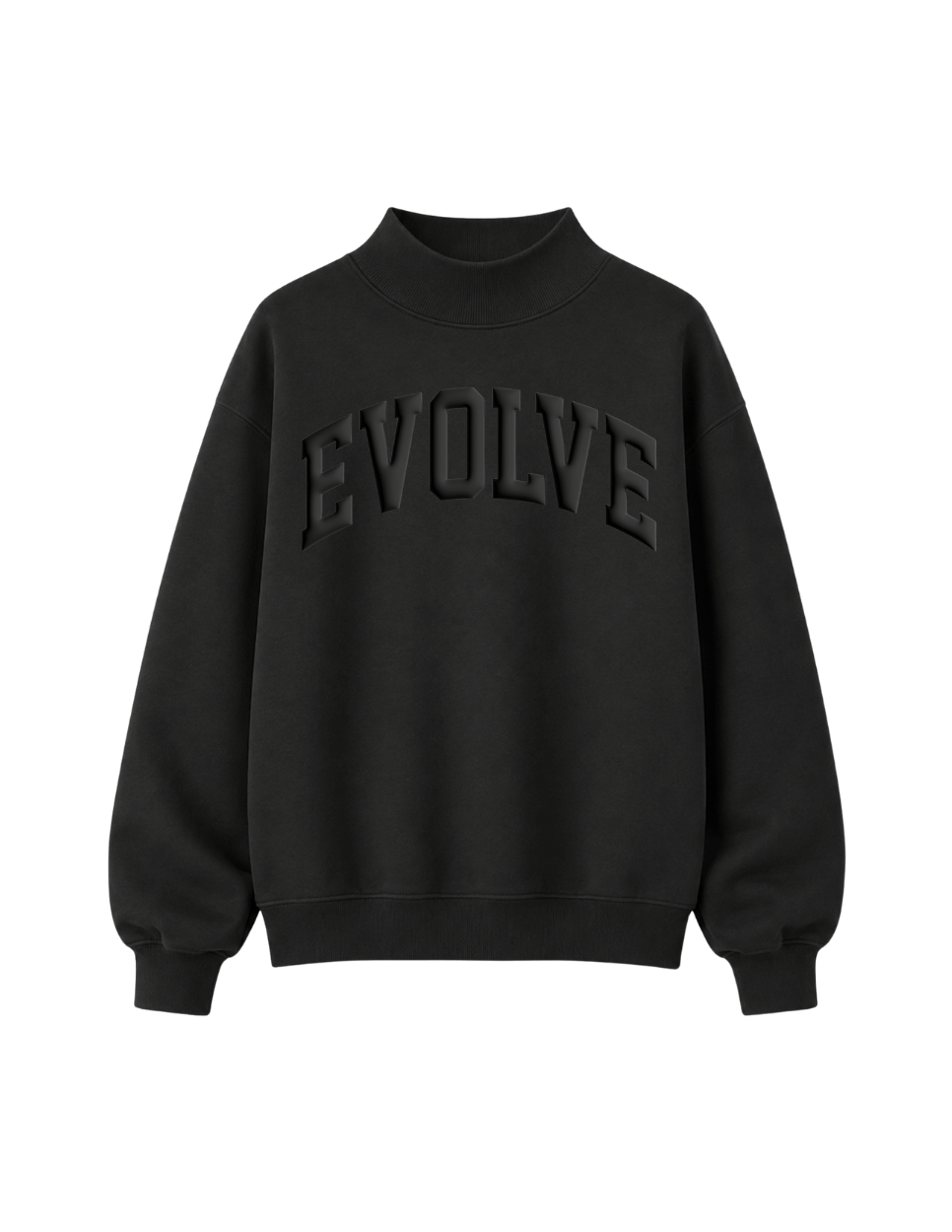 Evolve Puff Mock Neck Oversized Sweatshirt- Black