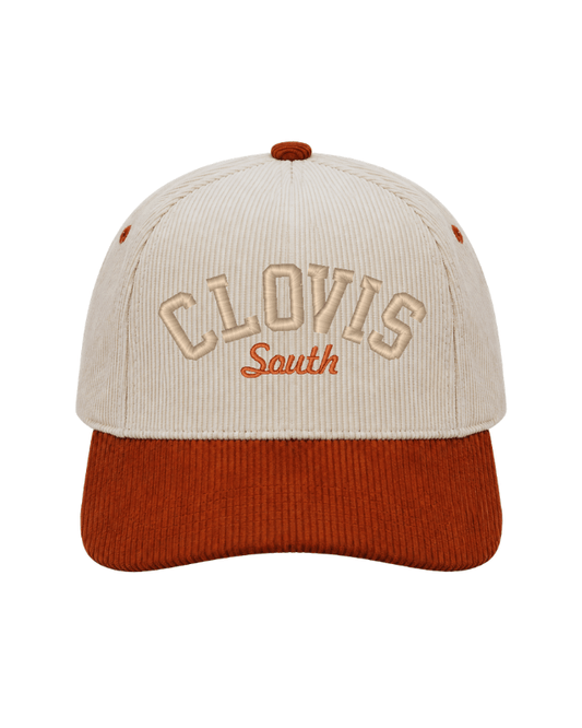 Clovis South Corduroy Snapback Cap - Natural/Burnt Orange
