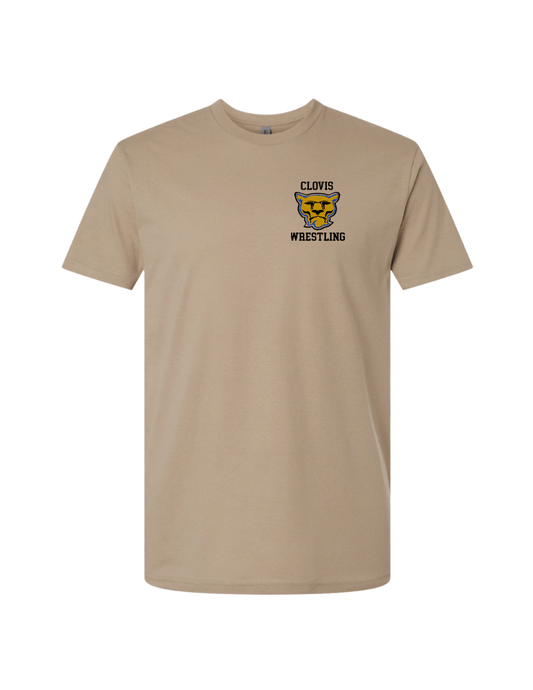Clovis Wresting Logo Tee - Tan