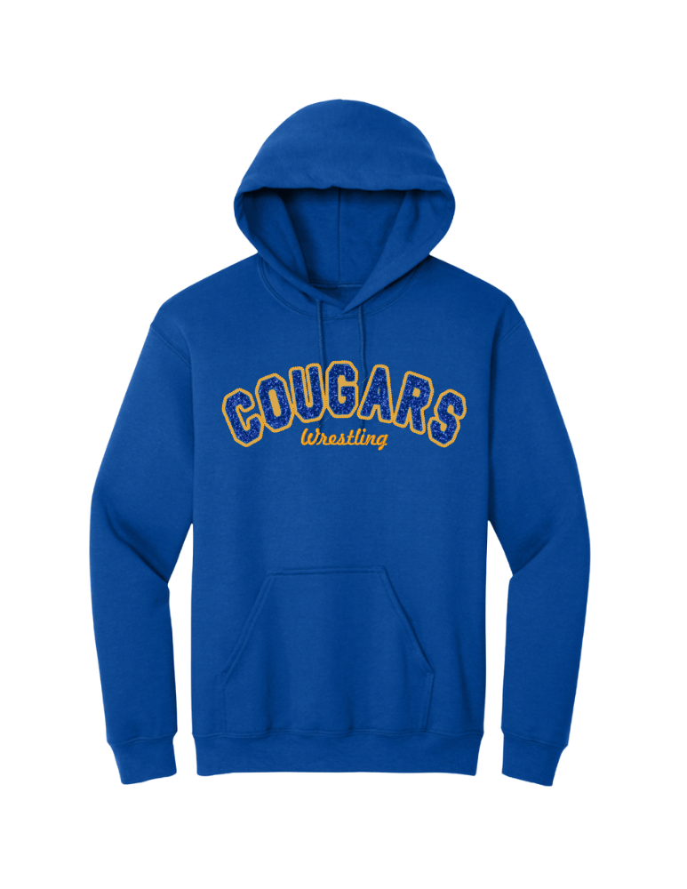 Cougars Glitter & Embroidered Hoodie/Crew - Royal