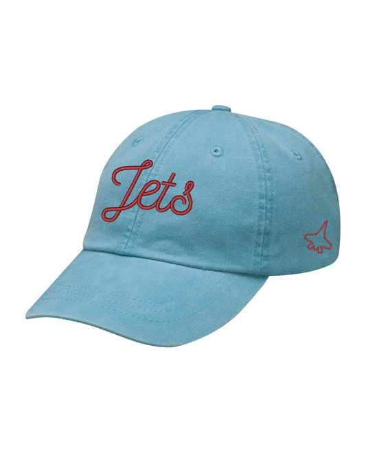 Jets Embroidered Dad Cap - Washed Blue