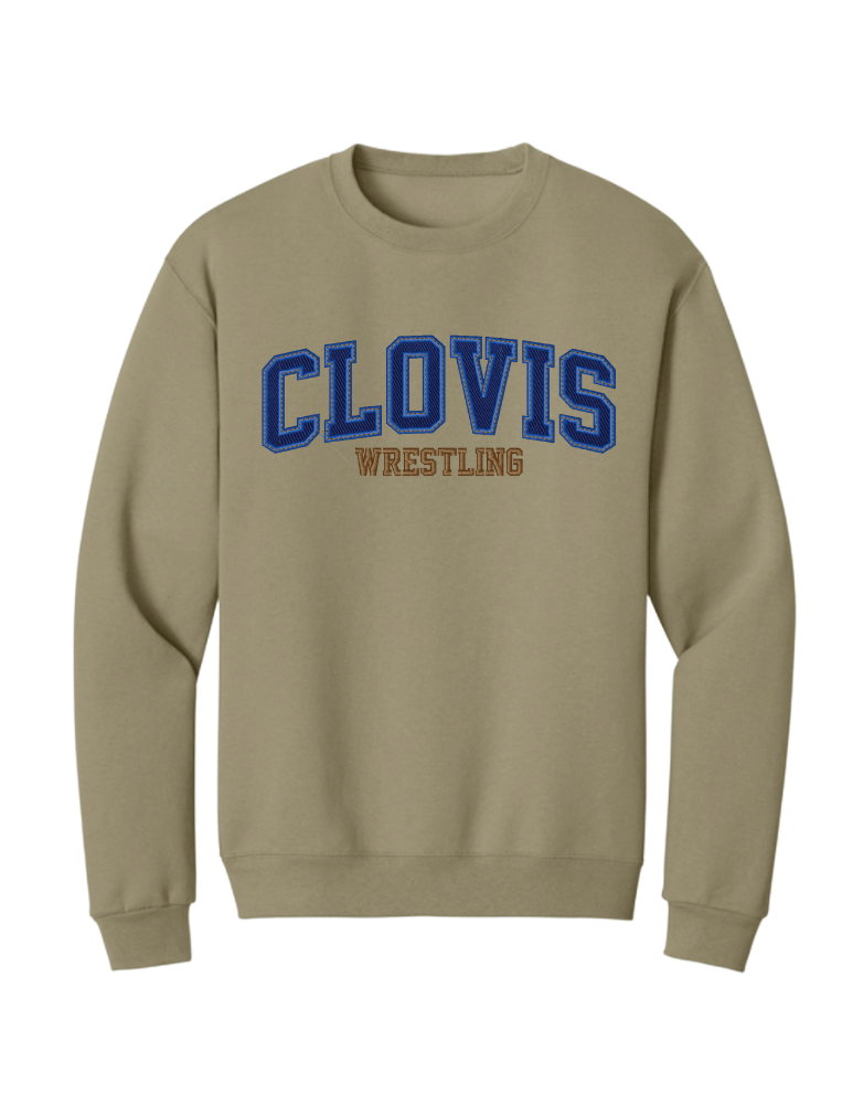 Clovis Wrestling Embroidered Sweatshirt - Tan