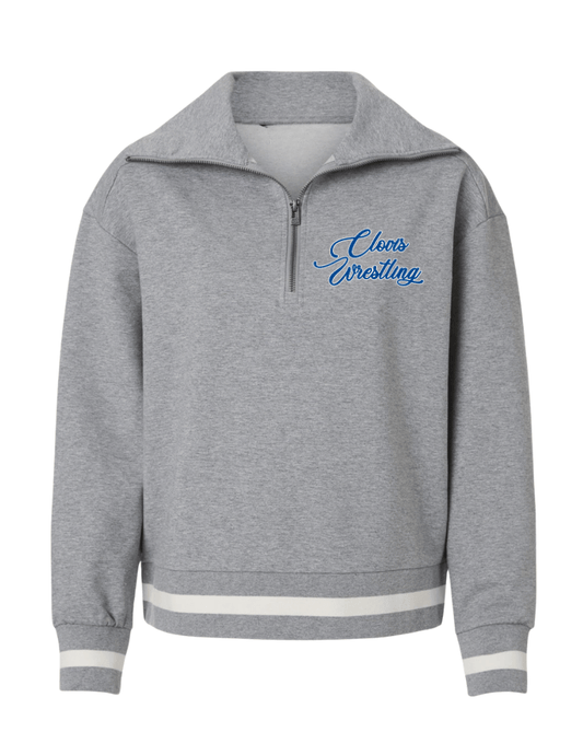 Clovis Wrestling Women 1/4 Zip - Heather Grey