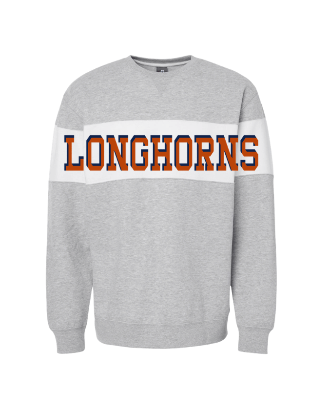 Longhorns Colorblock Crewneck Sweater - Heather Grey