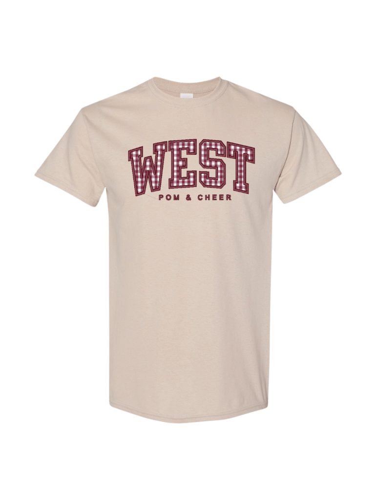 WEST Pom&Cheer Gingham Embroidered Tee - Sand