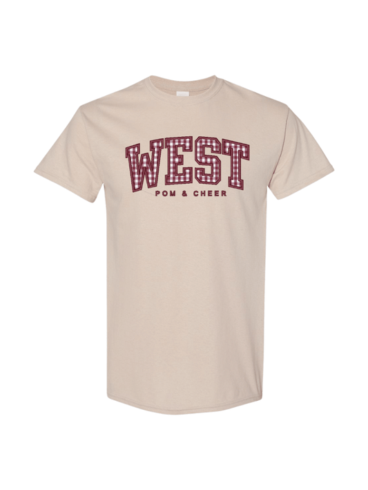 WEST Pom&Cheer Gingham Embroidered Tee - Sand