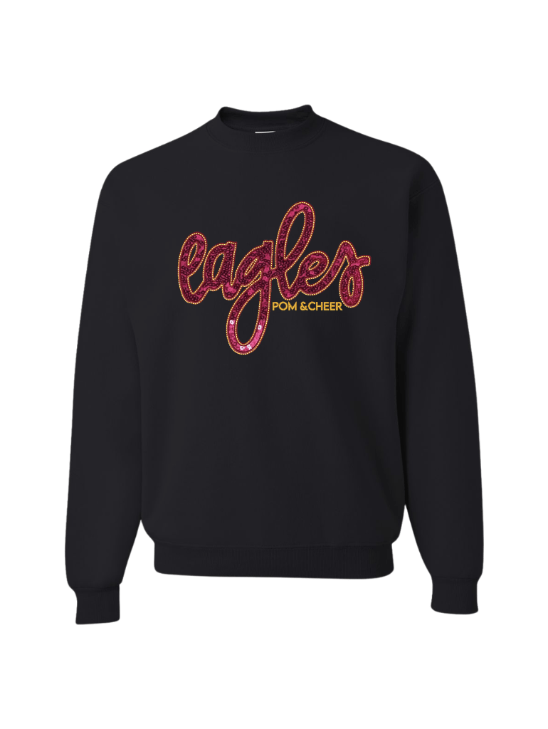 Eagles Pom&Cheer Sequin Crewneck Sweater - Black