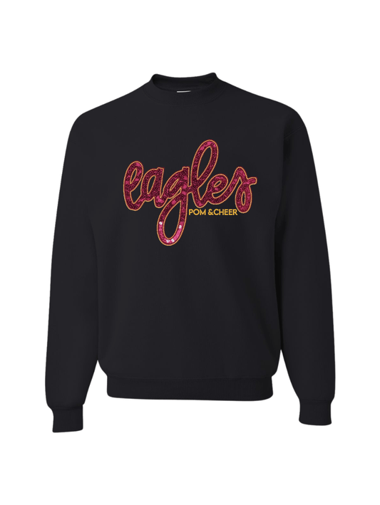 Eagles Pom&Cheer Sequin Crewneck Sweater - Black