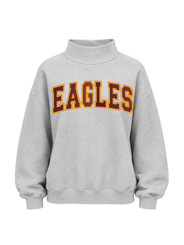 Eagles Embroidered Mock Neck Sweater - Heather