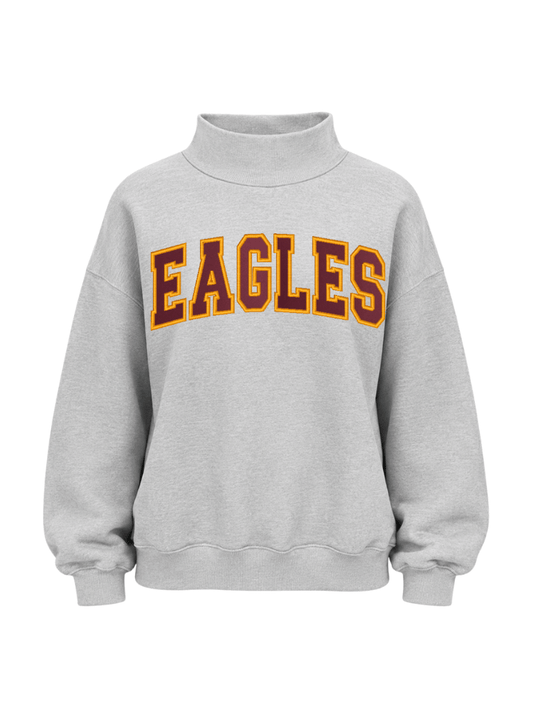 Eagles Embroidered Mock Neck Sweater - Heather