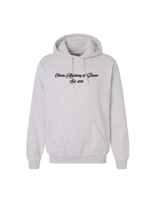 Clovis Academy of Dance Script Embroidered Hoodie- Ash