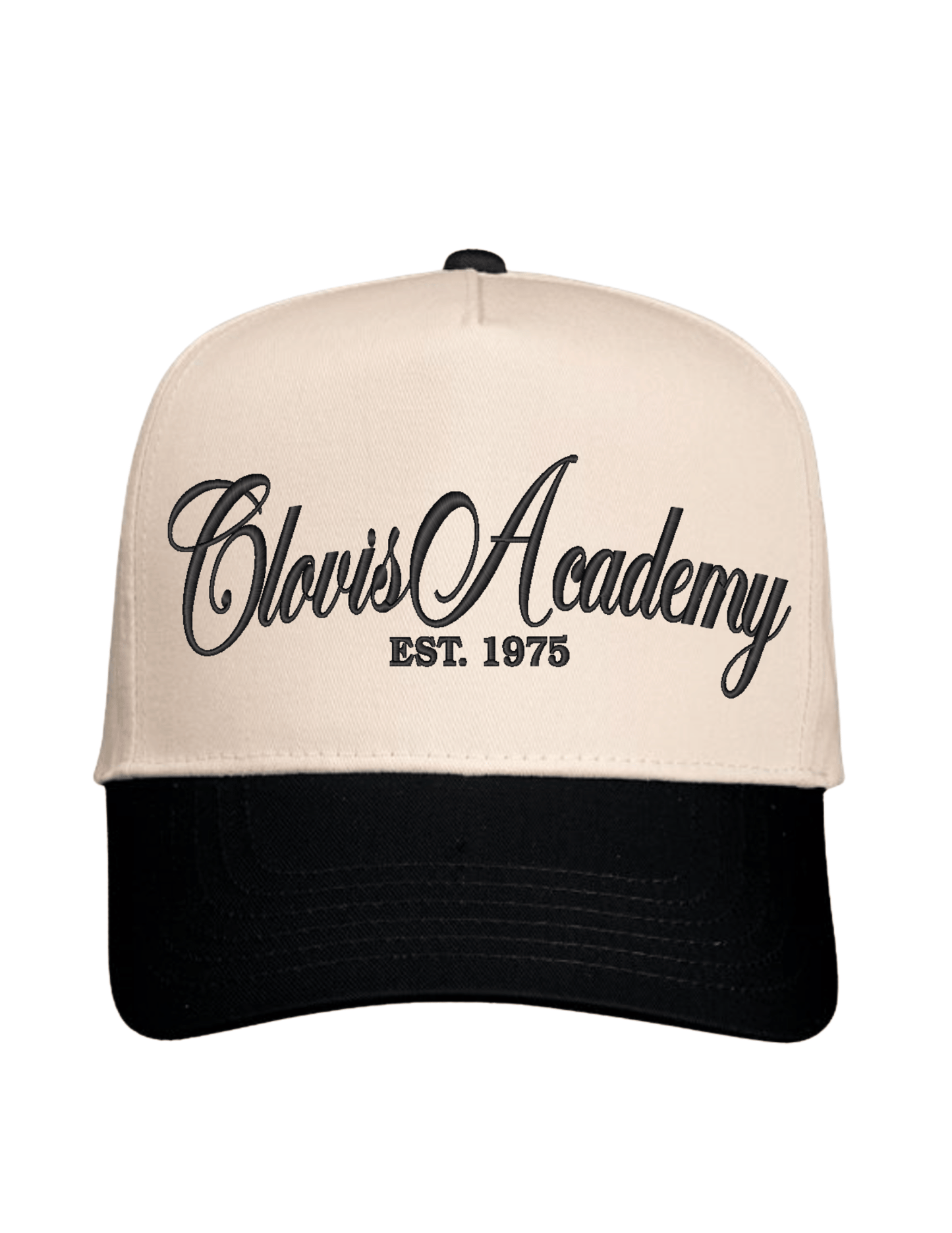 Clovis Academy Script Cap - Natural/Black
