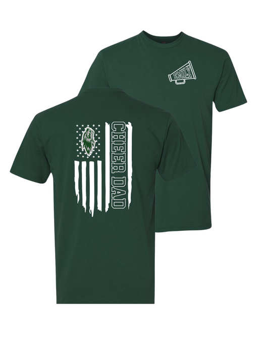 Custom Flag Cheer Dad Tee - Dk Green