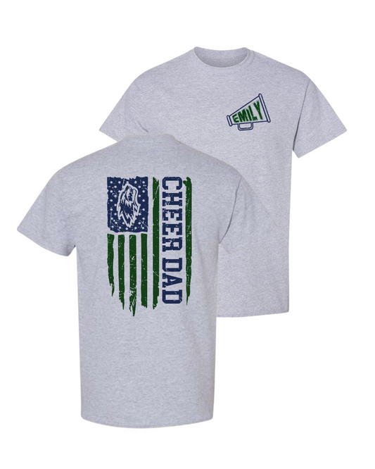 Custom Flag Cheer Dad Tee - Heather Gray