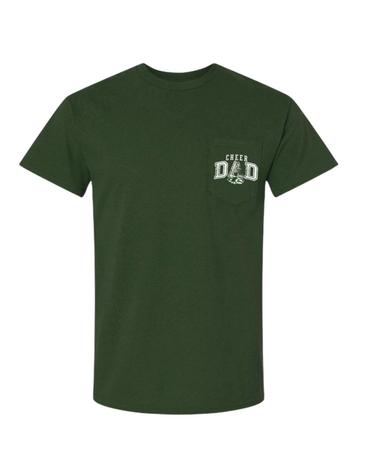 Cheer Dad Pocket Tee -Dk .Green