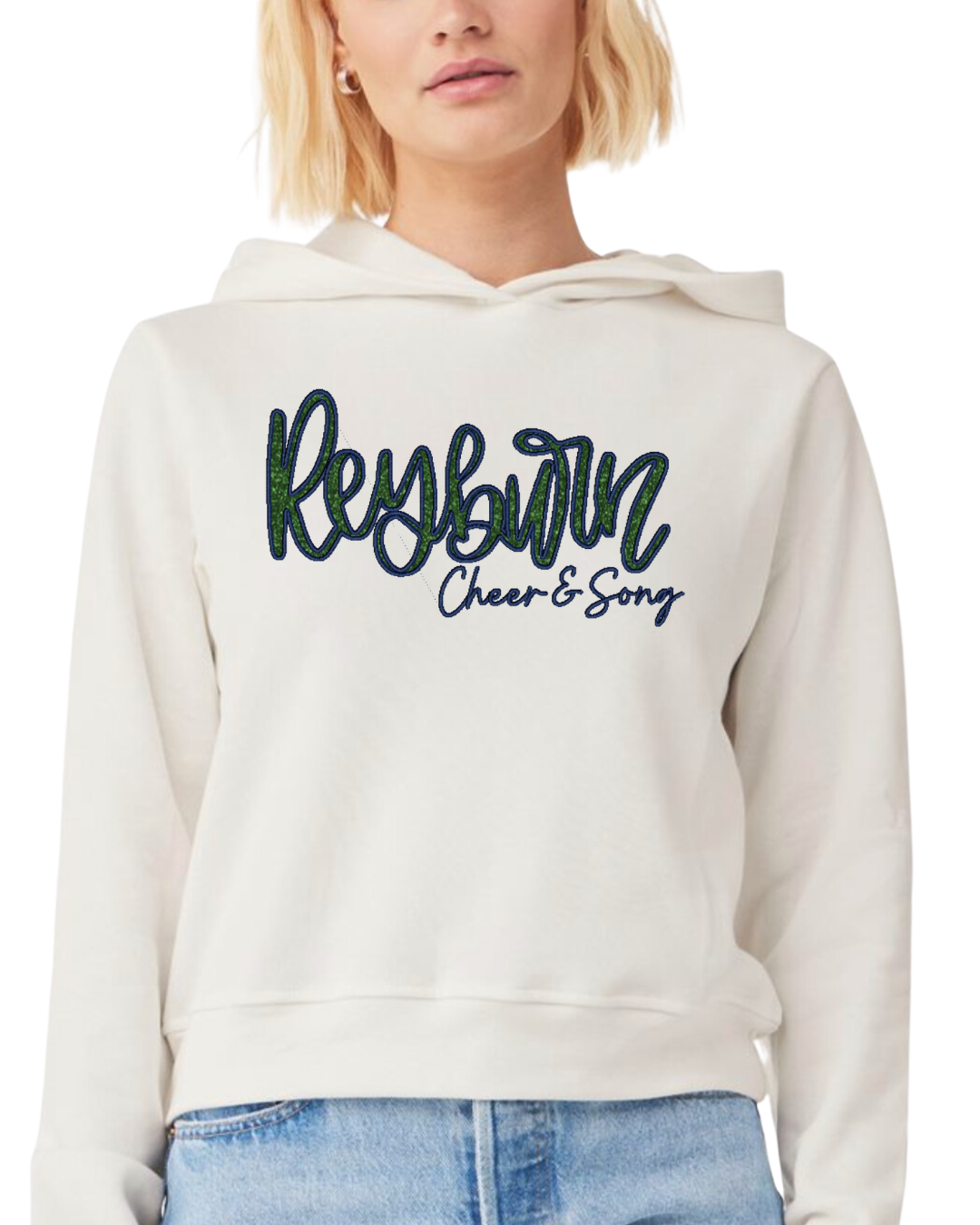 Reyburn Glitter Embroidered Womens Hoodie - Vintage White