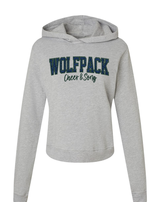 Wolfpack Glitter Embroidered Womens Hoodie - Heather Gray