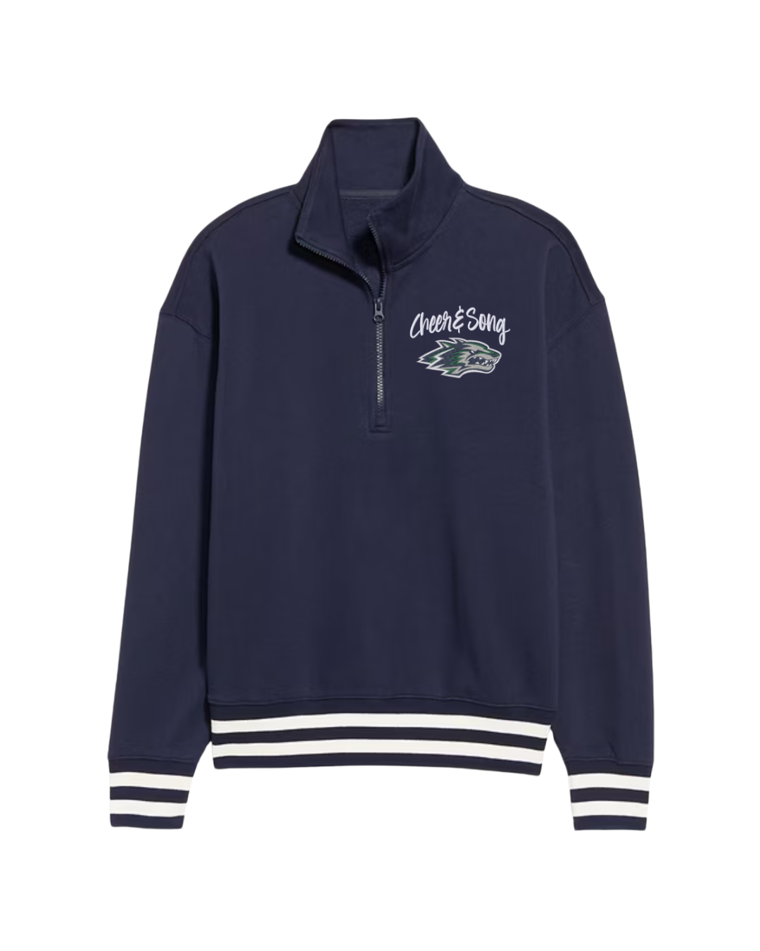 C&S Wolf Embroidered 1/4 zip up - Navy