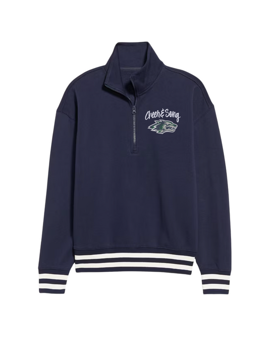 C&S Wolf Embroidered 1/4 zip up - Navy