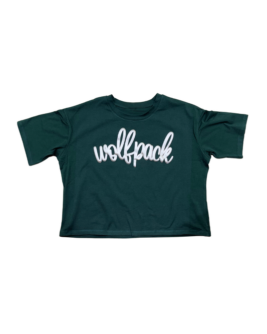 Wolfpack Silver Puff Tee- Dk Green
