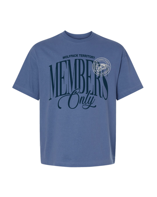 Wolfpack Members only graphic Oversized tee - Denim Blue