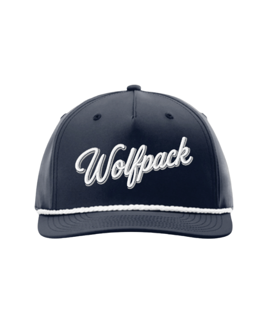 Wolfpack Script Rope Snapback Cap - Navy/White