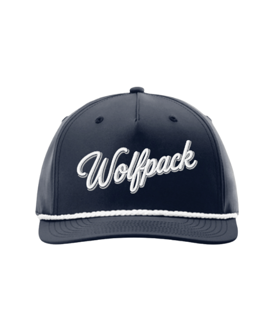 Wolfpack Script Rope Snapback Cap - Navy/White