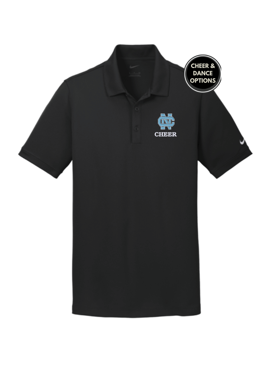 CN Logo Cheer/Dance Embroidered Nike Polo - Black